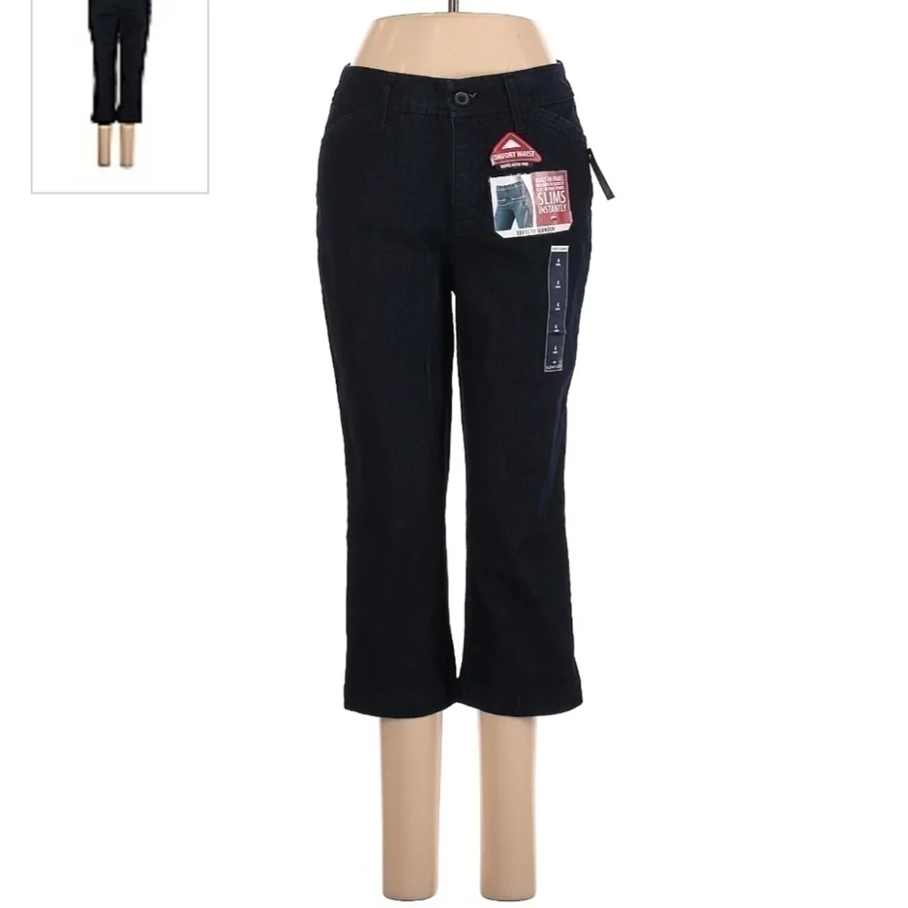 NWT St. John's Bay Dark Was Denim Secretly Slender Cropped Jeans Women's Size 4